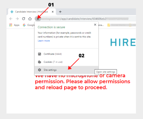 Hiretrace browser Permission