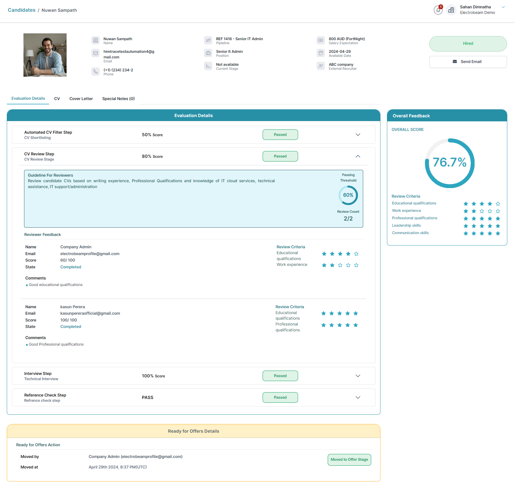 HireTrace ATS candidate profiles