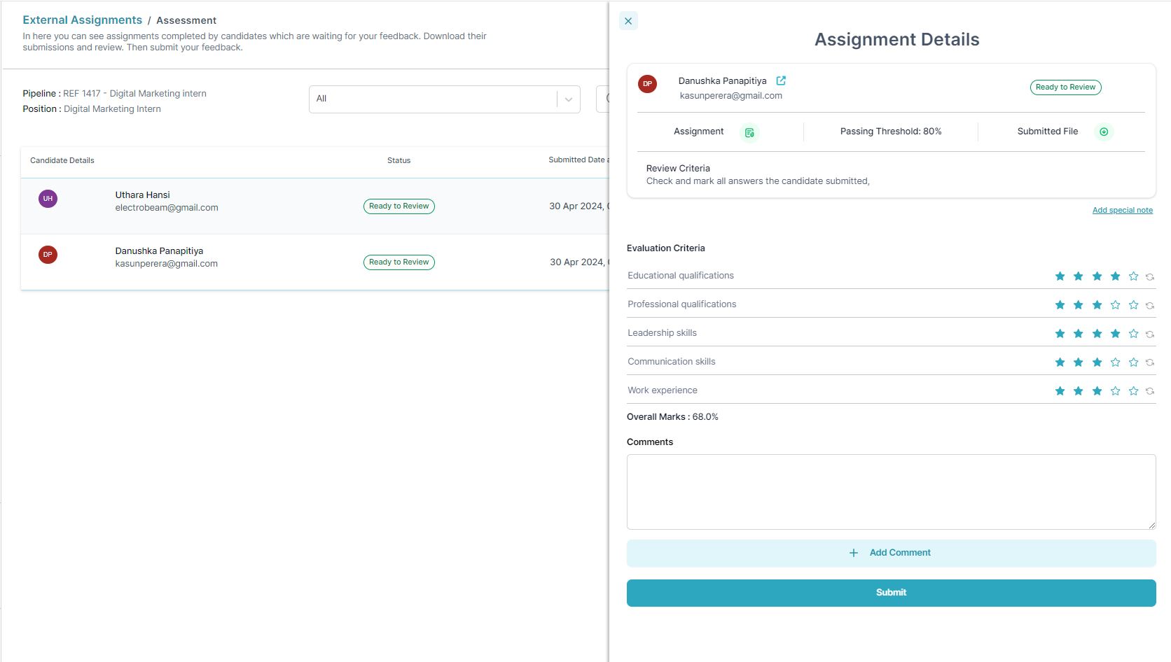 HireTrace ATS take home external assignments