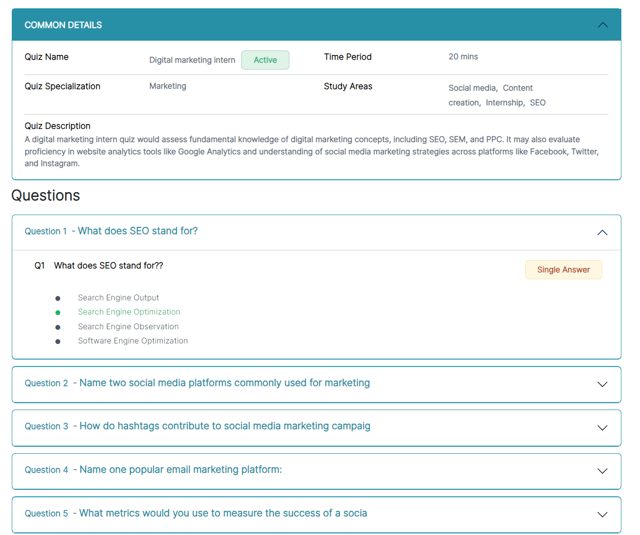 HireTrace ATS quizzes